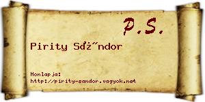 Pirity Sándor névjegykártya